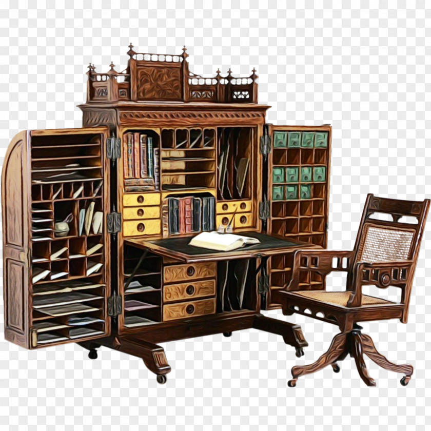 Shelving Chair Furniture Desk Hutch Room Table PNG