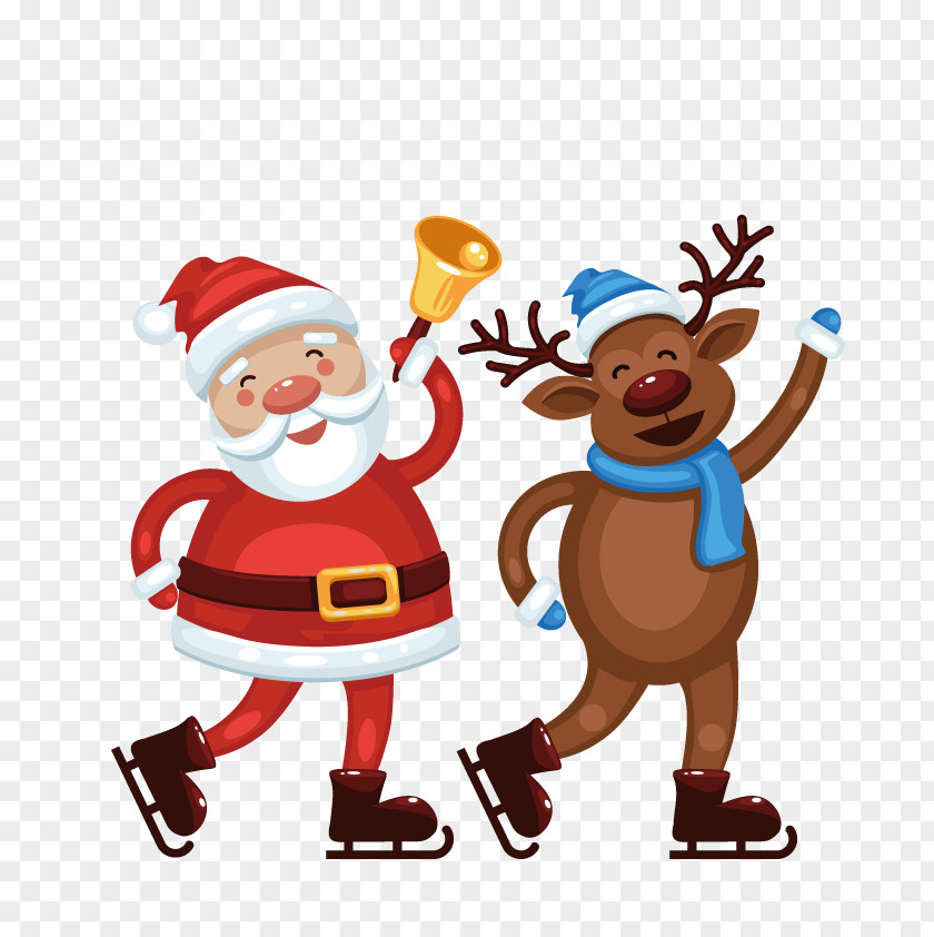 Vector Santa And Elk PNG