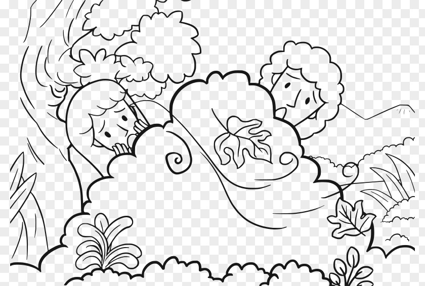 God Bible Garden Of Eden Adam And Eve Coloring Book Drawing PNG