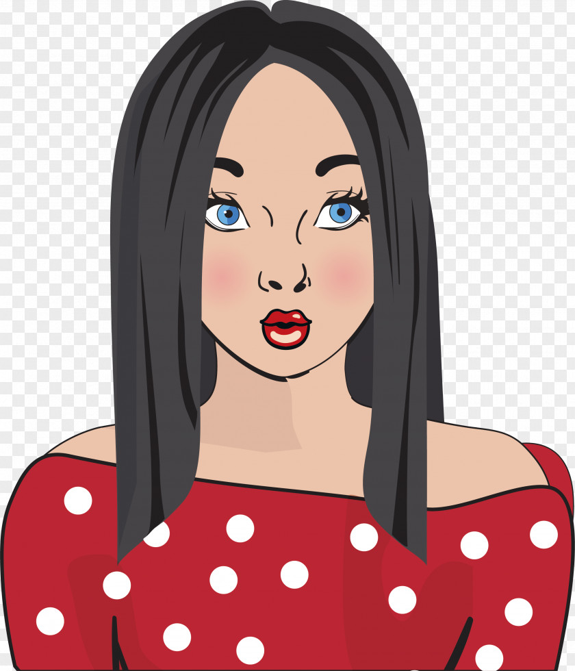Vector Hand-painted Long Haired Woman Comics Photography Illustration PNG