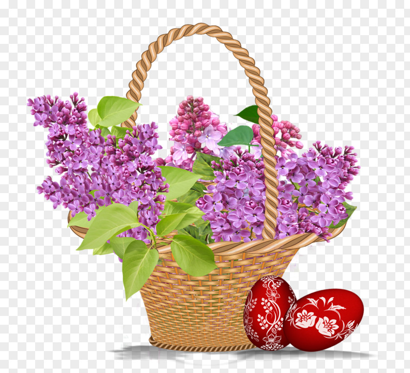 Lilac Flower Easter Cut Flowers Holiday Basket PNG