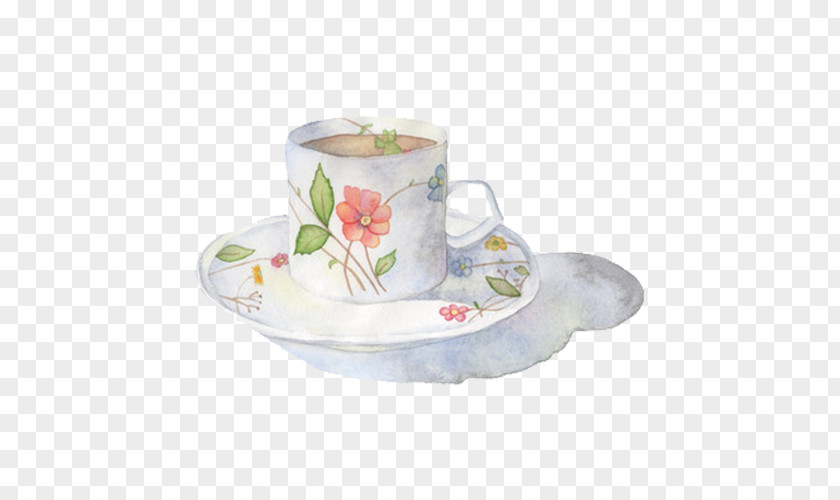 Hand-painted Coffee Cups Cup Tea Drawing PNG