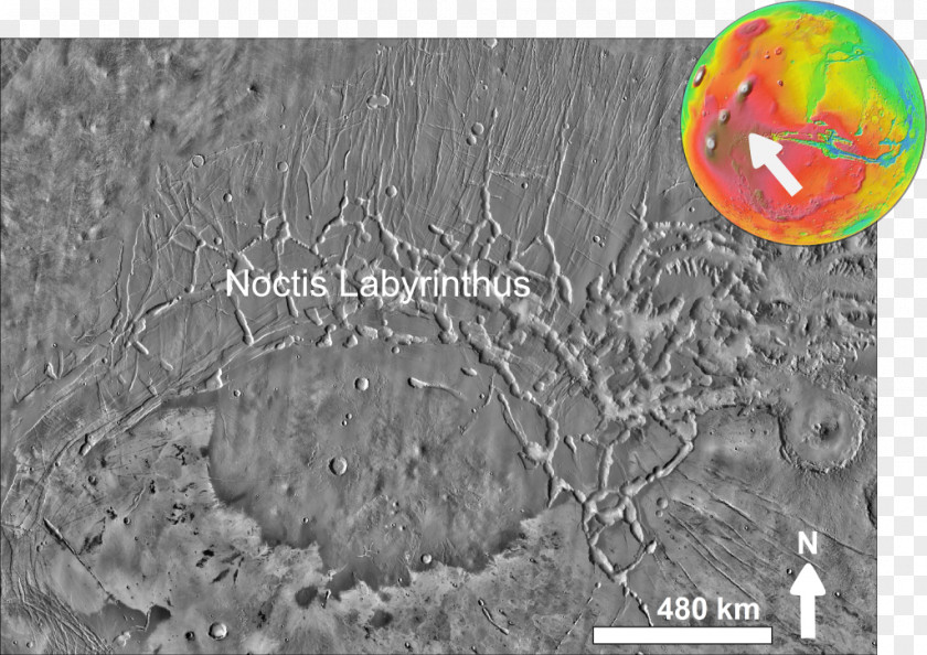 Noctis Coprates Chasma Echus Tantalus Fossae Arcadia Quadrangle PNG