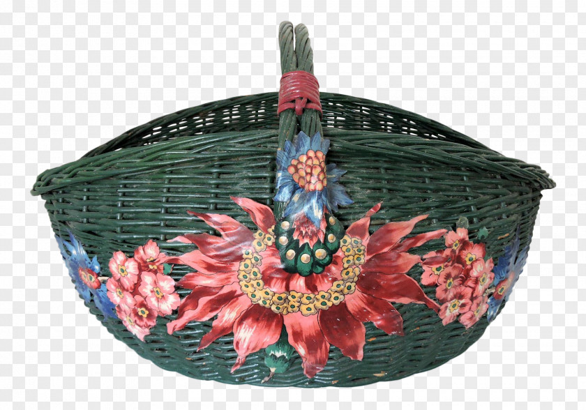 Wicker Christmas Ornament Basket PNG