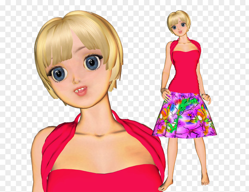 Barbie Blond Long Hair Brown PNG