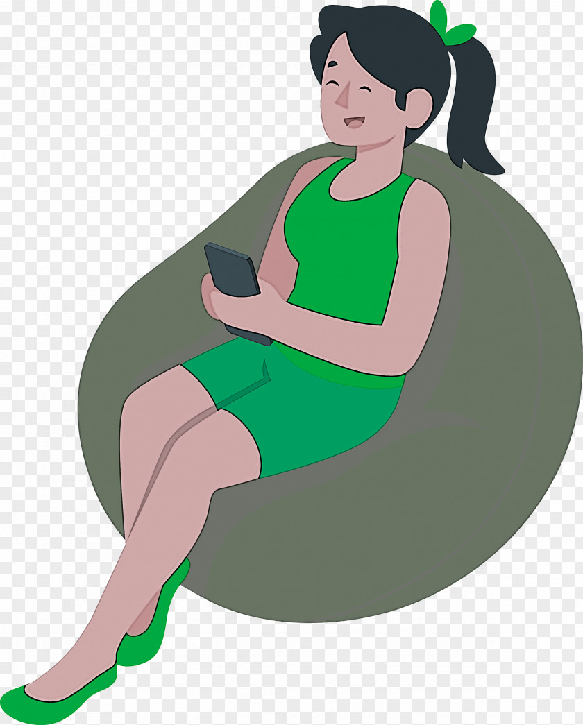 Girl Playing Mobile Phone PNG