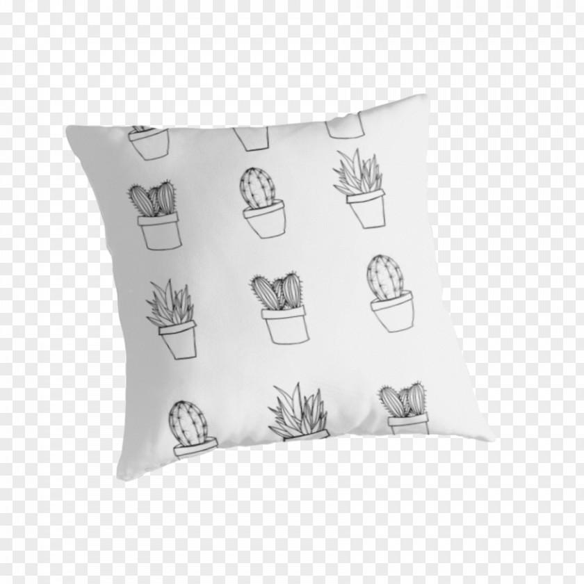 Watercolor Succulent Throw Pillows Cushion Textile Monochrome PNG