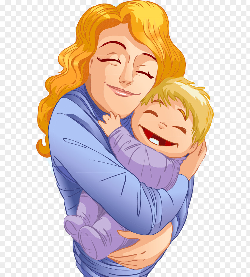 Vector Hand-painted Mother And Baby Family Child PNG
