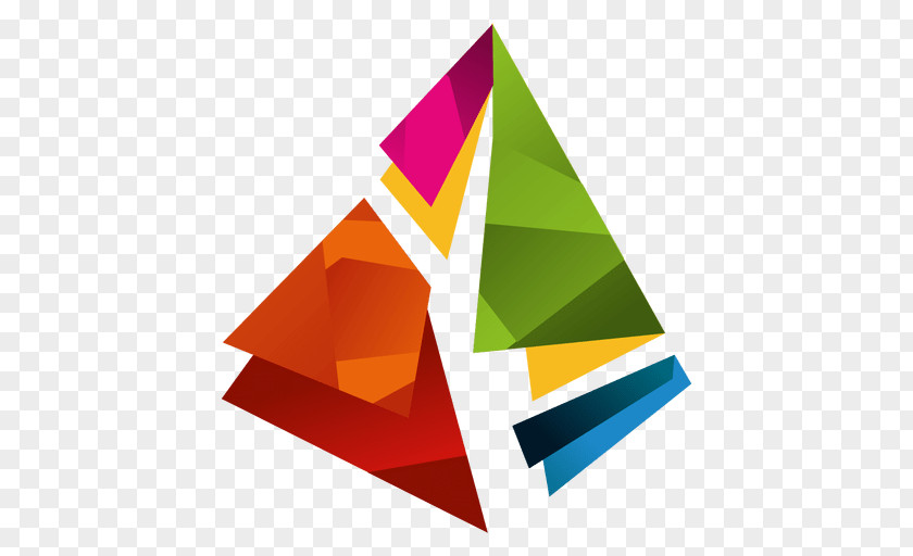 Colourful Triangles Number Logo Prism Graphic Design PNG