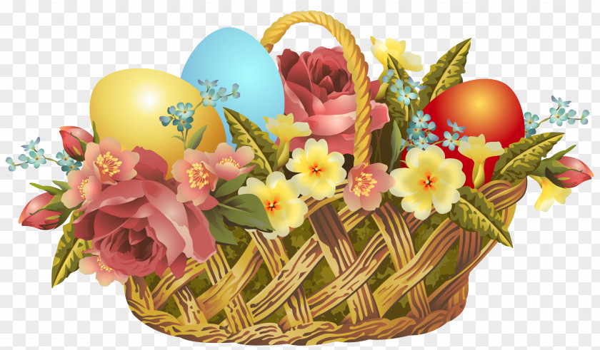 Vintage Easter Basket Transparent Clip Art Image Bunny PNG