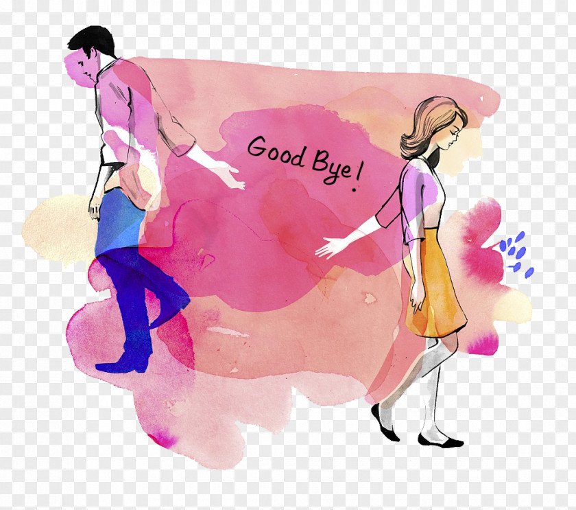 Watercolor Illustration Parting Goodbye Breakup Painting PNG