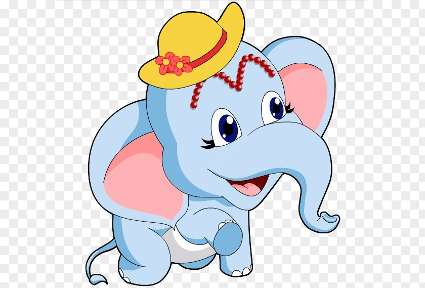 Elephant Straw Hat Blue PNG
