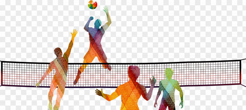 Hand Drawn Volleyball Silhouette Beach Net Sport PNG