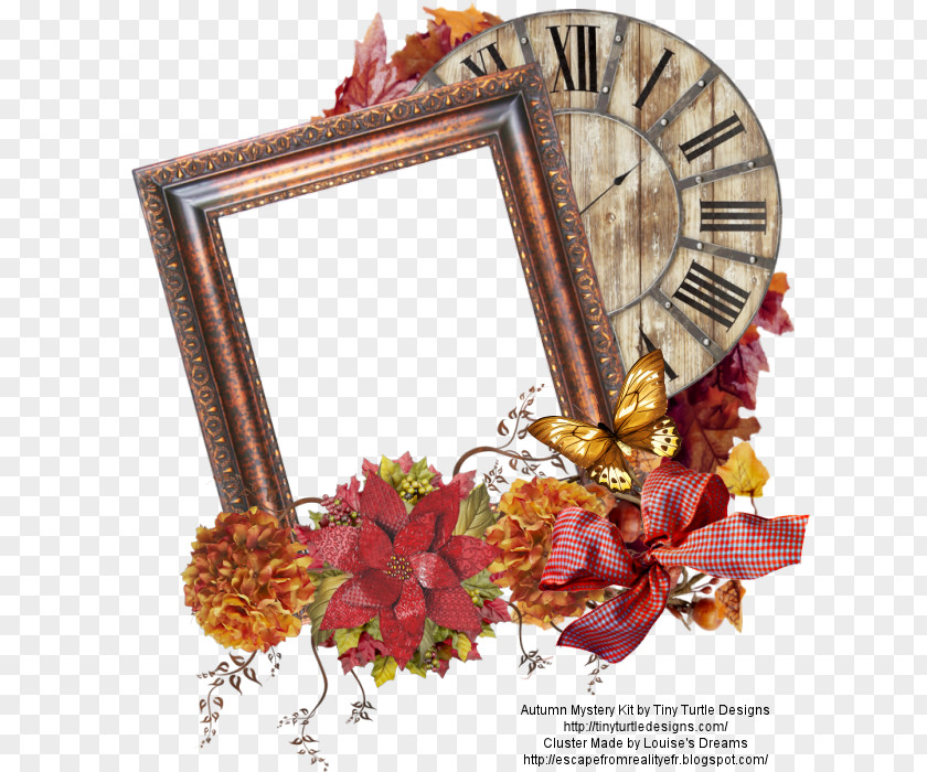 Clock Floral Design Picture Frames PNG