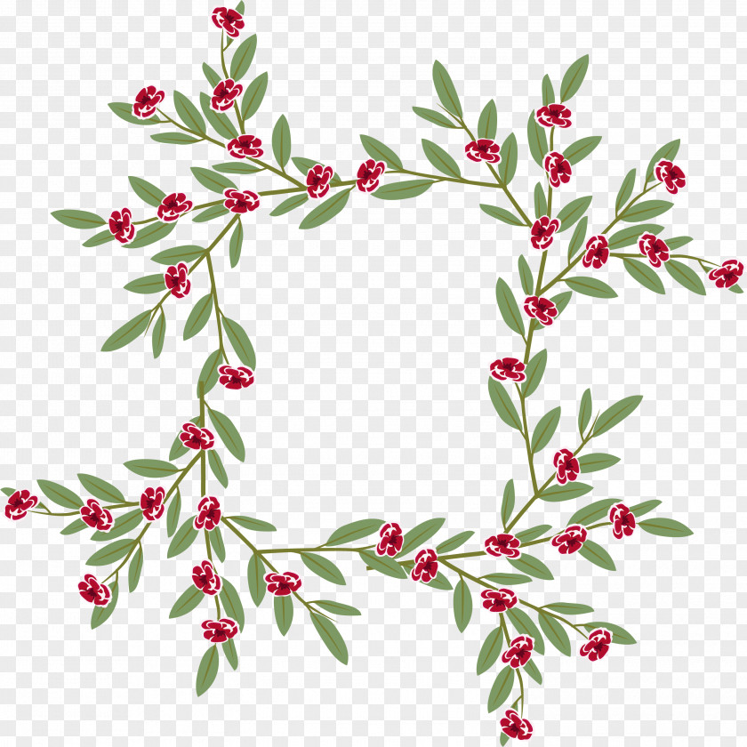 Red Border Of Little Wild Flowers Holly Euclidean Vector PNG