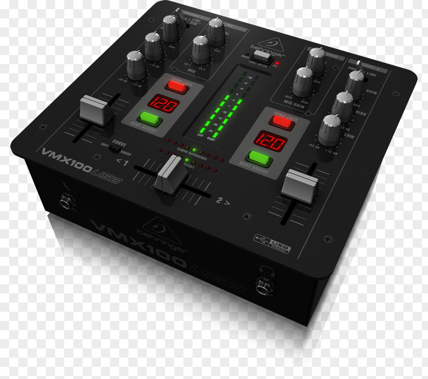 Dynamic Light Effect Audio Mixers BEHRINGER Behringer PRO MIXER VMX100USB DJ Mixer Disc Jockey PNG