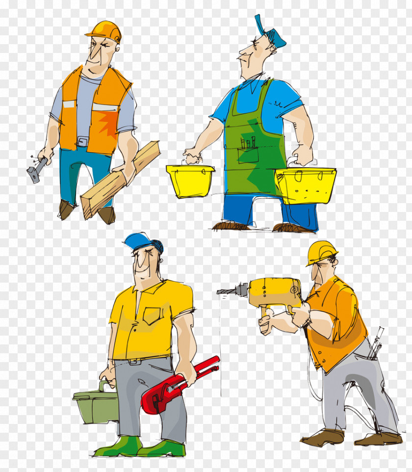 Installers Toolbox Wood Material Installation Laborer Cartoon PNG