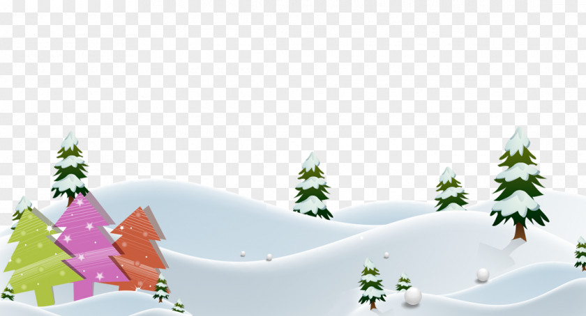 Cartoon Snowy Trees Snowman Poster Christmas Tree Winter PNG