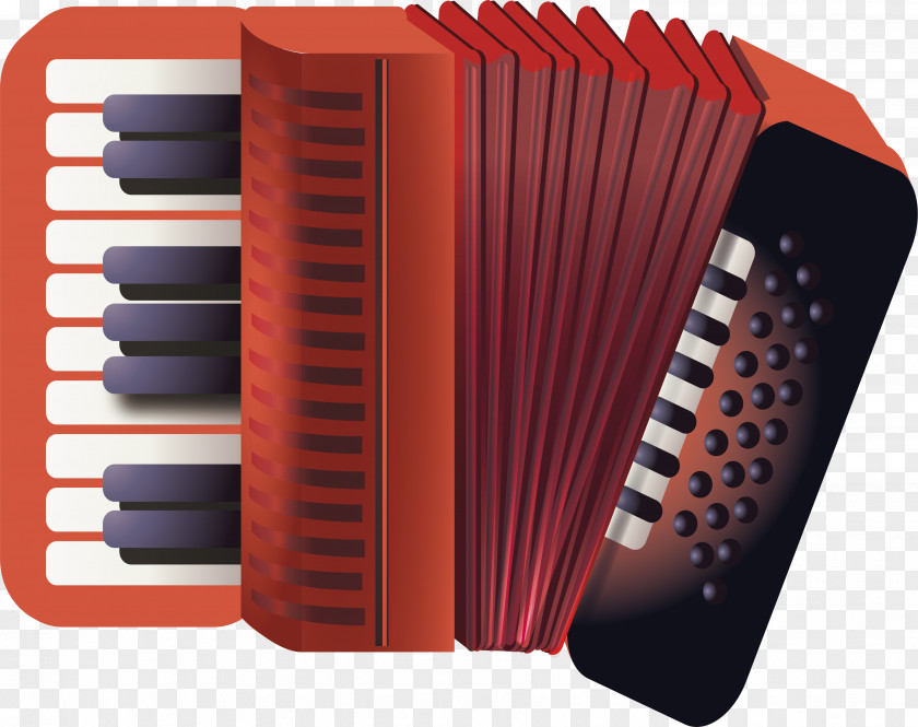 Red Accordion Diatonic Button Musical Instrument PNG
