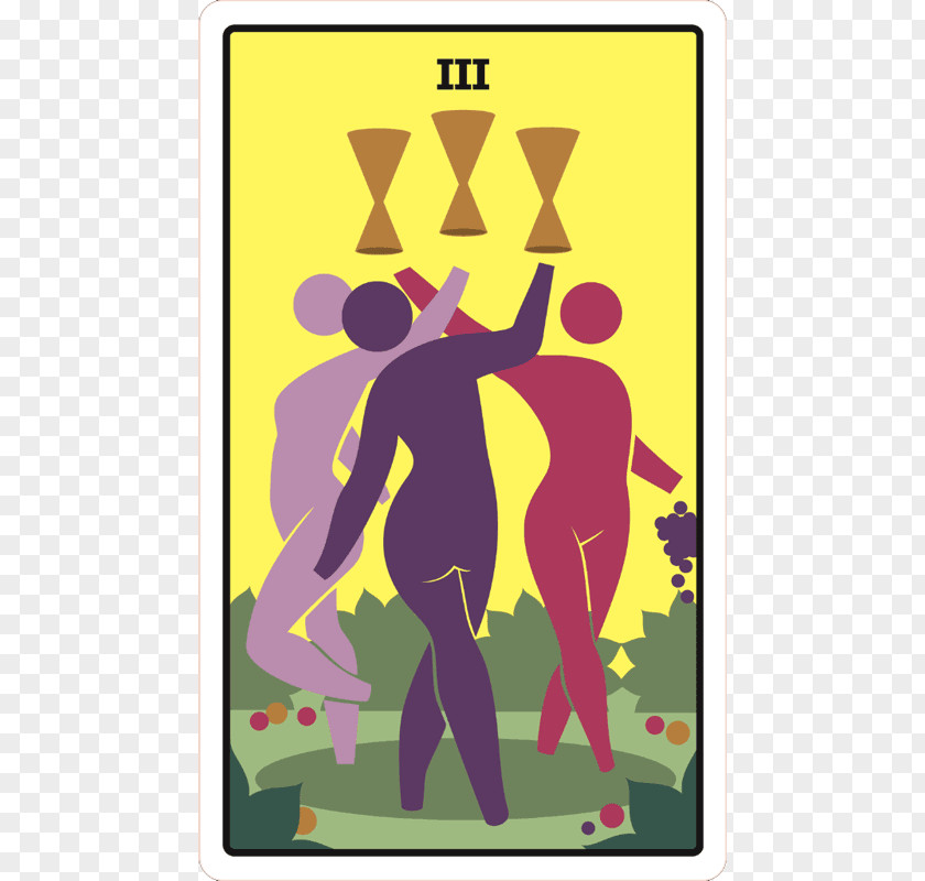 Tarot Card Suit Of Cups Three Playing PNG