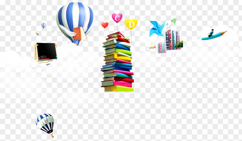 Creative Learning Supplies Hot Air Balloon Windmill Decoration Background PNG