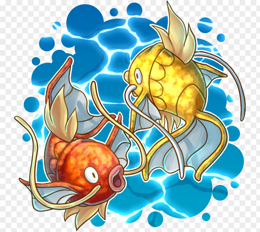 Magikarp Stamp Illustration Goldfish Fur Coral Reef Fish Art PNG