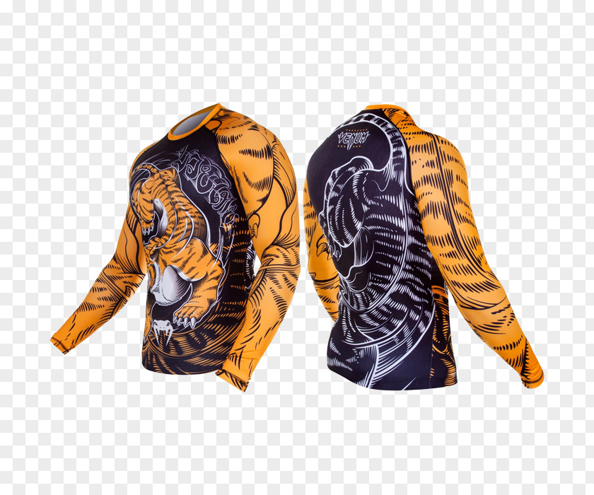 Tiger Fight Venum VENUM Rash Guard L/S Black Orange Rashguard Santa Muerte 2.0 Shirt PNG