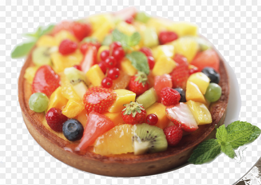 Delicious Fruit Pizza Tart Birthday Cake Custard Seasonal Food PNG