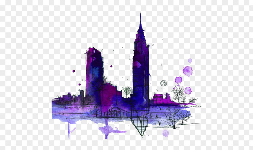 Watercolor Sky New York City Painting Drawing Skyline PNG