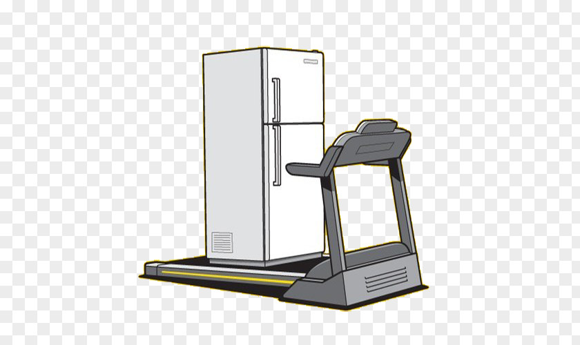 Cartoon Refrigerator Treadmill Illustrator Drawing Humour Graphic Design Illustration PNG