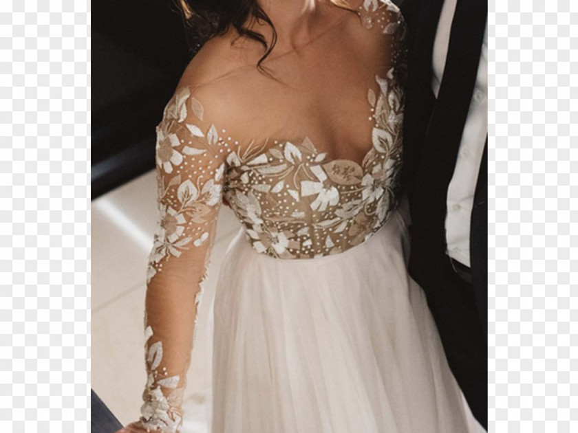 Blush Floral Wedding Dress Bride Ivory Gown PNG