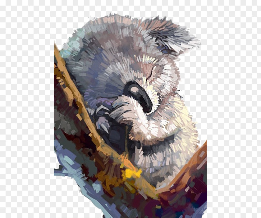 Hand-painted Cartoon Koala Painting Drawing Art Illustration PNG