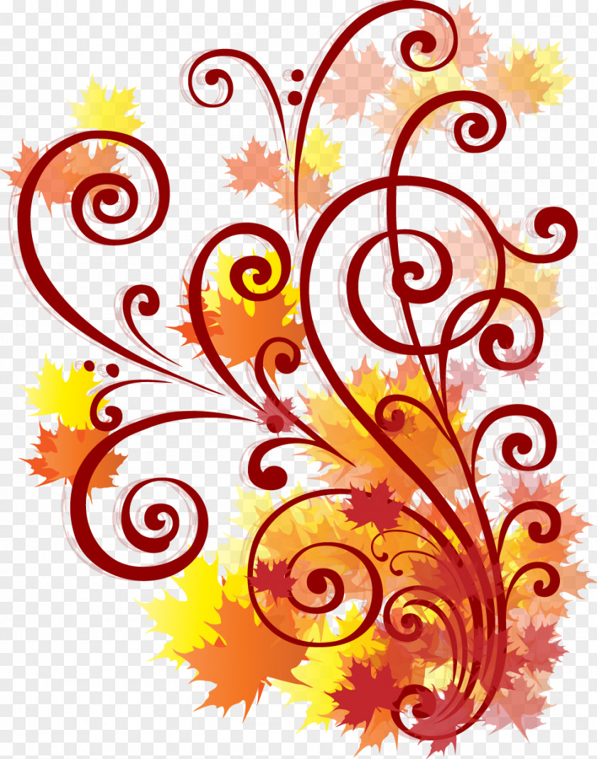 Autumn Flowers Swirling Vector Illustration Raksha Bandhan Idea PNG