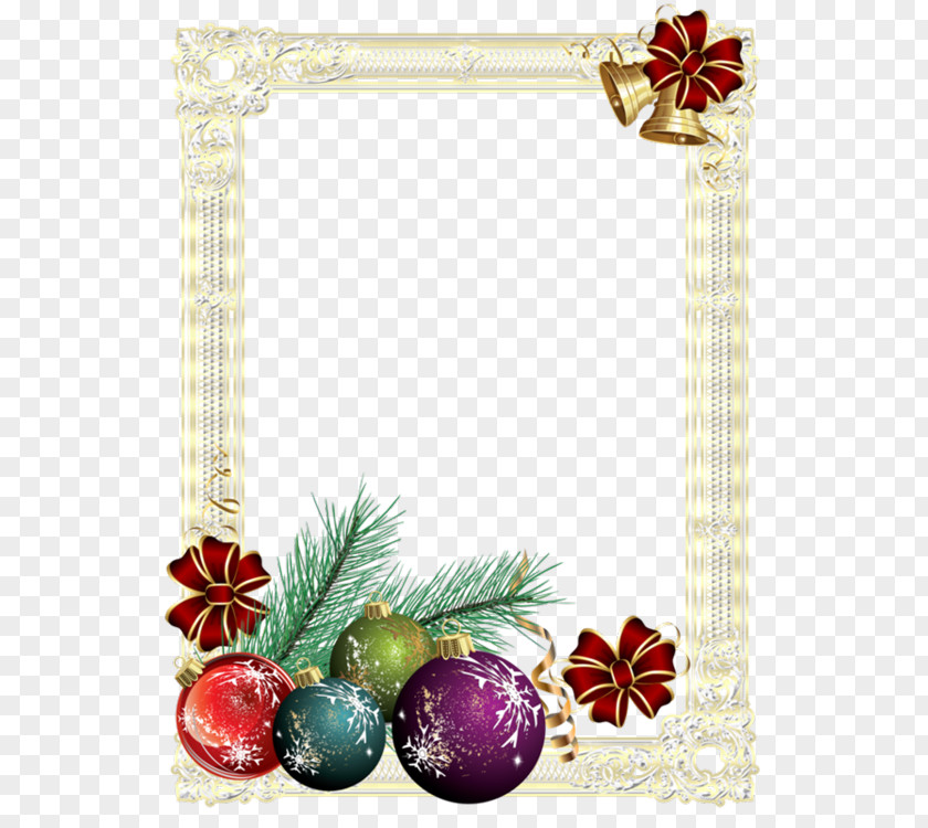 European Gold Frame Christmas Tree New Year Card PNG
