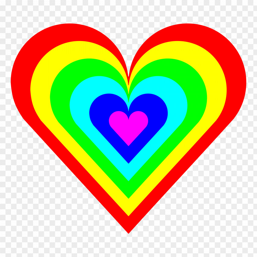 Heart Watercolor Color Rainbow Clip Art PNG