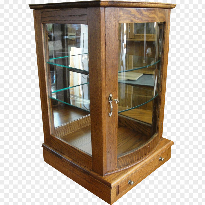Table Display Case Glass Antique Wood PNG