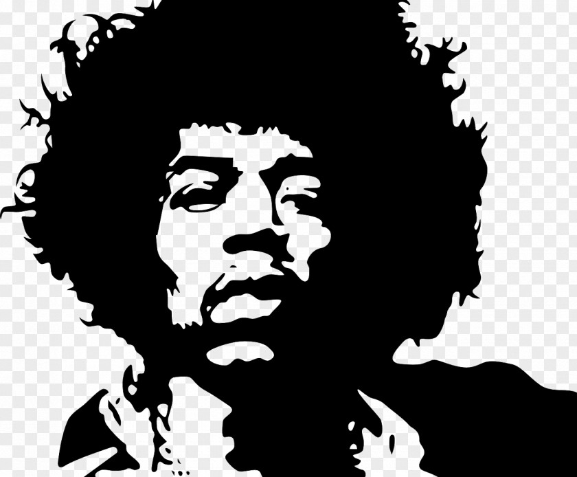 Guitar Jimi Hendrix Stencil Wall Decal PNG