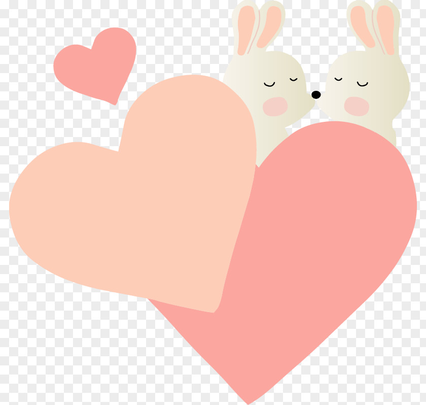 Pink,rabbit Heart Valentines Day Illustration PNG