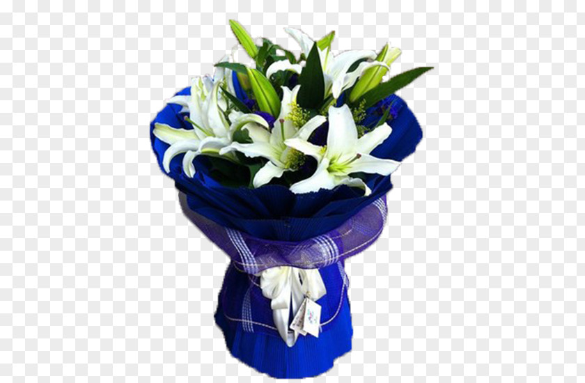 Dark Blue Packaging White Lily Floral Design PNG