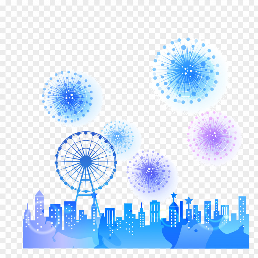 Dream Color Ferris Wheel Vector Material Illustration PNG