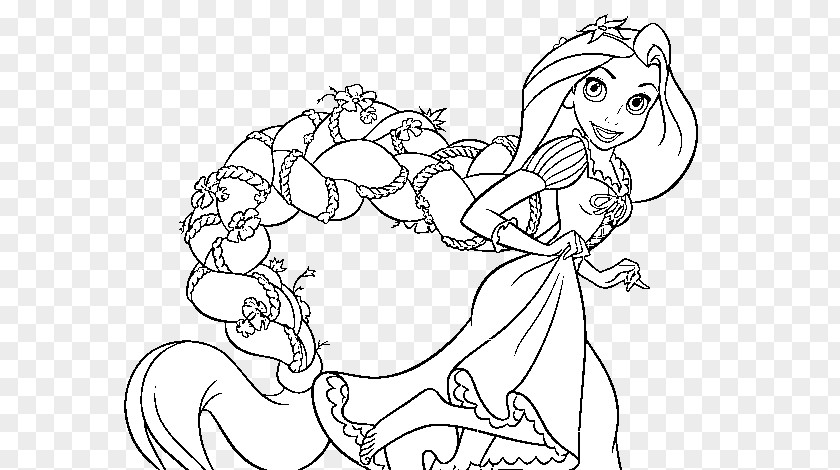Rapunzel Braids Flynn Rider Coloring Book Drawing Disney Princess PNG