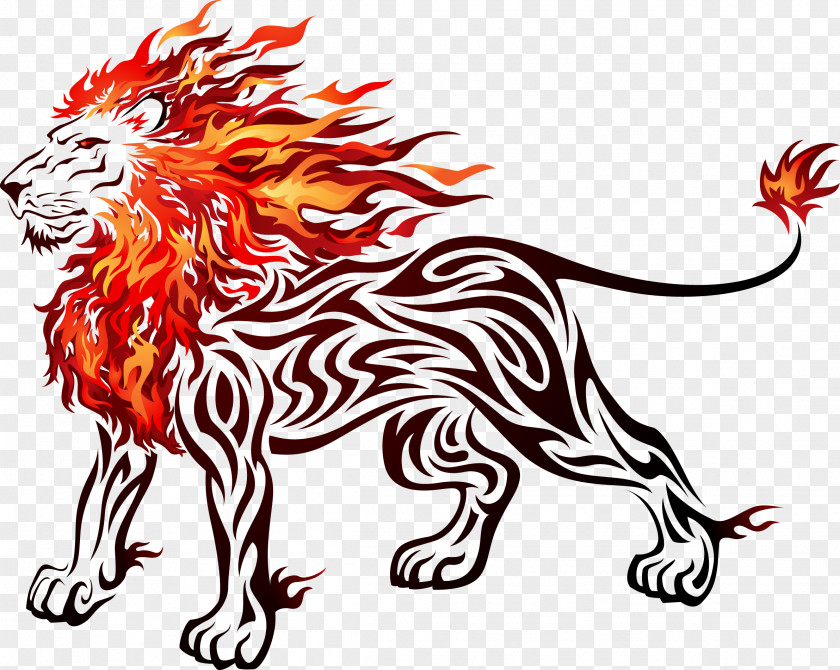 Vector Flame Lion Clip Art PNG