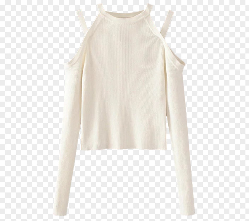 Cold Shoulder Tops Sleeve Sweater T-shirt Jumper Bluza PNG