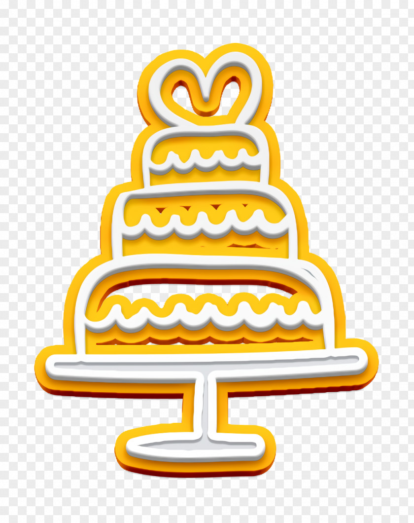 Wedding Cake With Heart Icon Saint Valentine Outline Love PNG