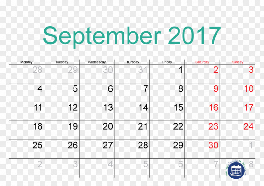 Calendar Public Holiday September Template PNG