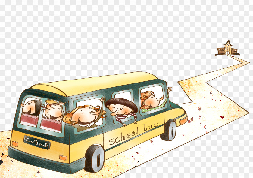 Cartoon Bus Illustration PNG