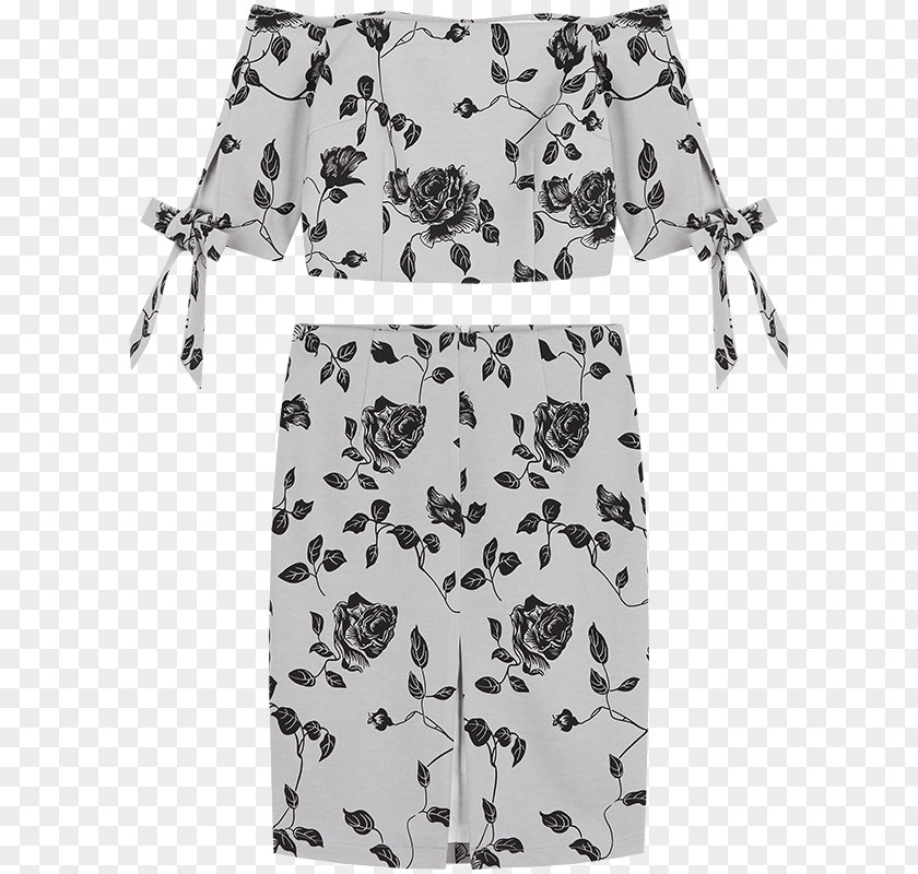 Black Floral Two-piece Dress Skirt Designer PNG