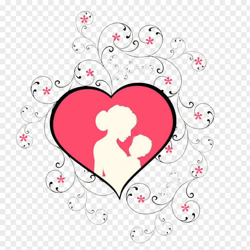 Pink Heart Mother's Day Arms Child Element Clip Art PNG