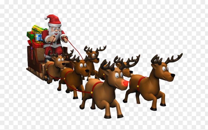 Santa Sleigh Picture Reindeer Père Noël Claus Horse Christmas Ornament PNG