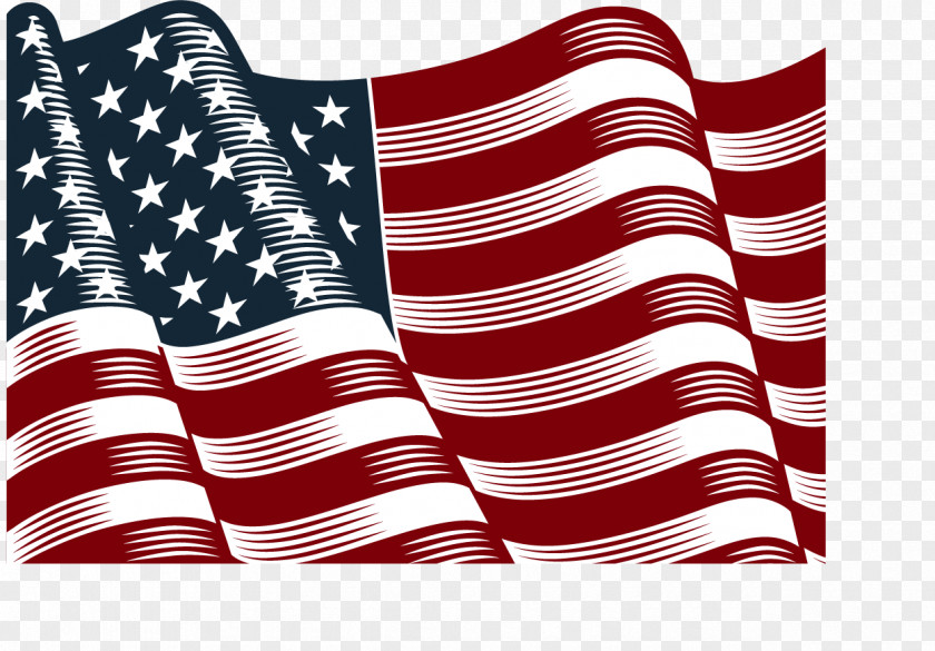 Vector Hand-painted American Flag PNG